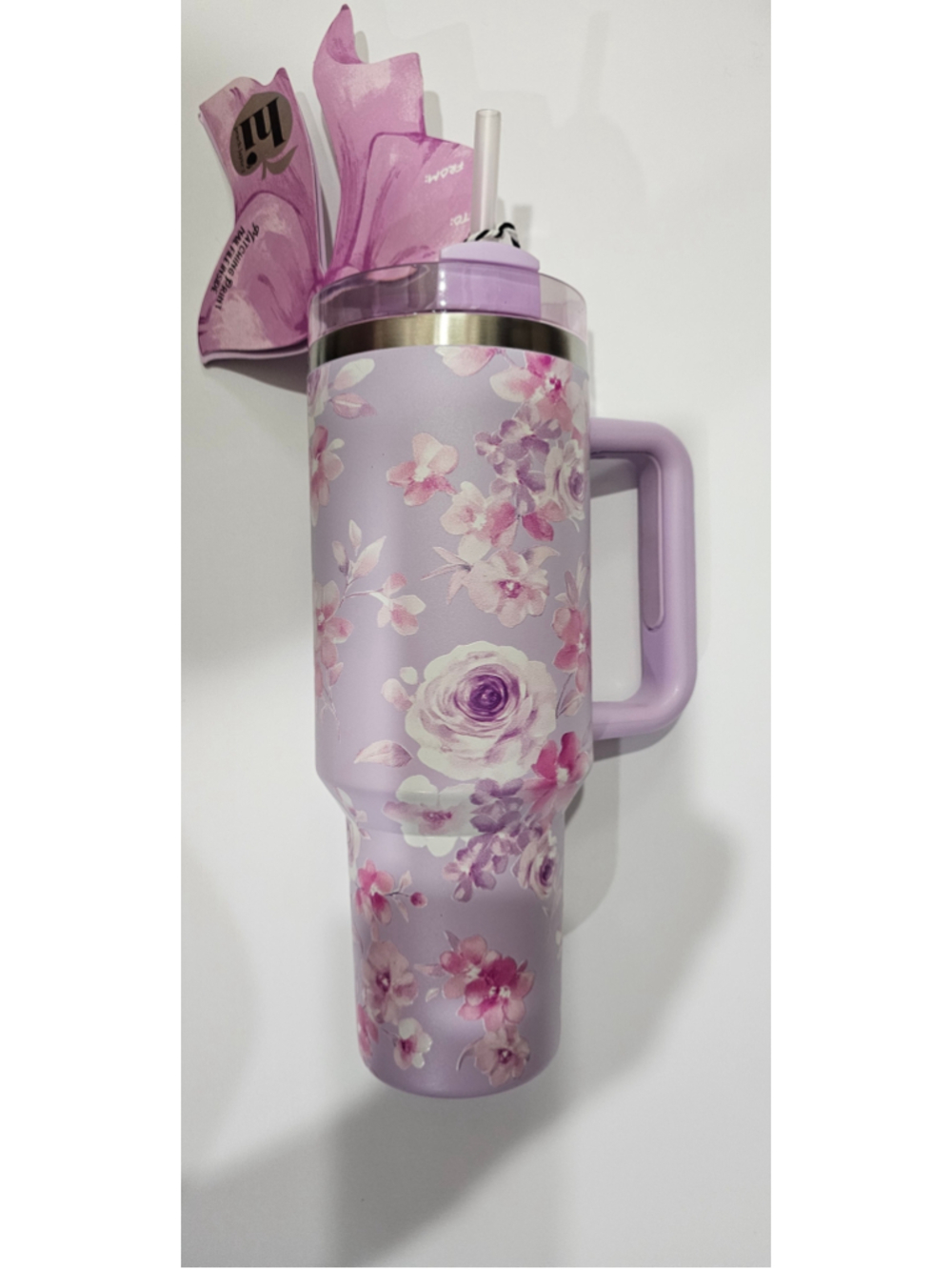 Peach by Pie Floral Lavender Pink Insulated Tumbler One Size
